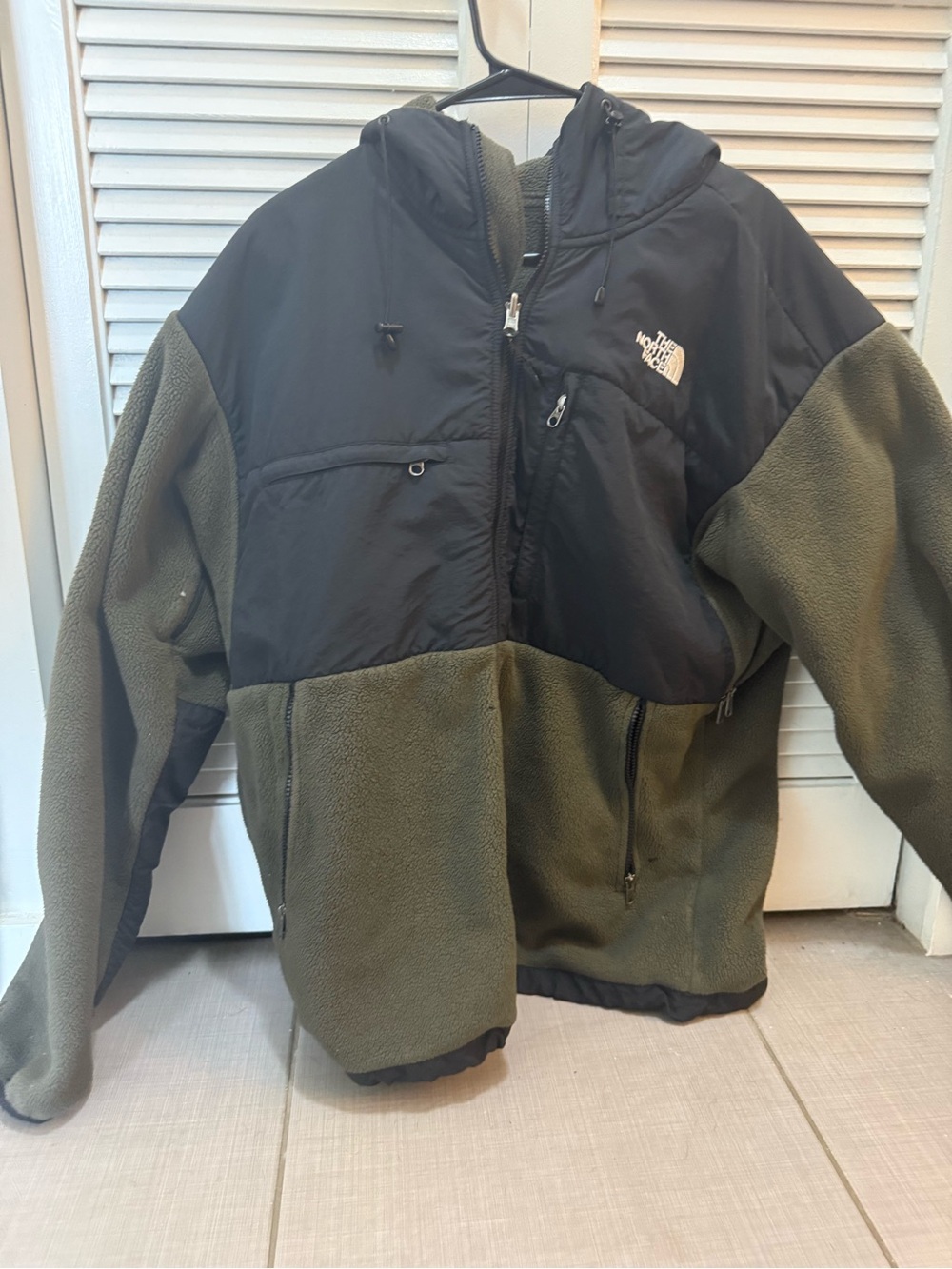 The North Face Olive Green & Black Hooded Fleece Jacket